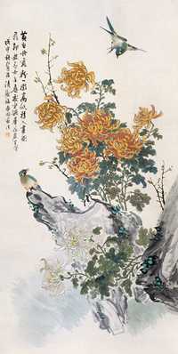 金梦石 1908年作 花鸟图 立轴